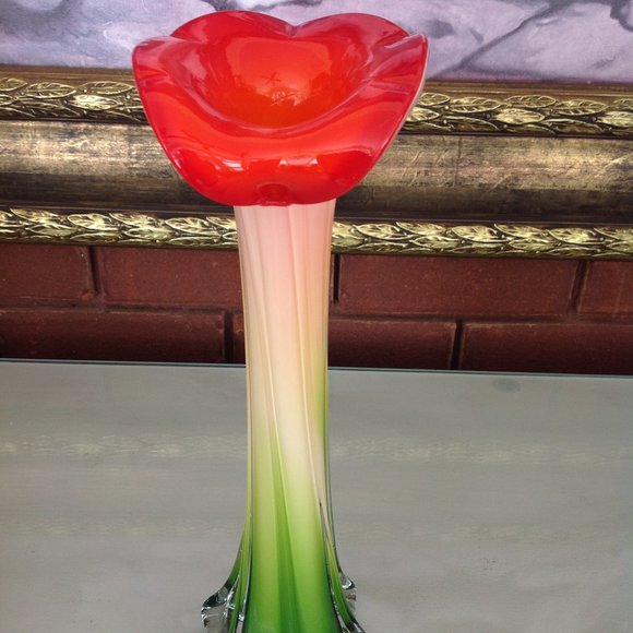 Beautiful Murano Calla Lily Vintage Collectible Hand Blown Glass Vase - Picture 3 of 9